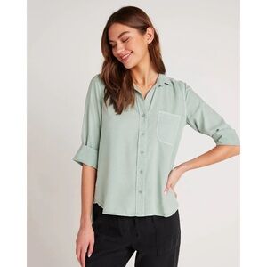 NEW Bella Dahl Shirt Tail Button-Up Shirt in Oasis Green, XS